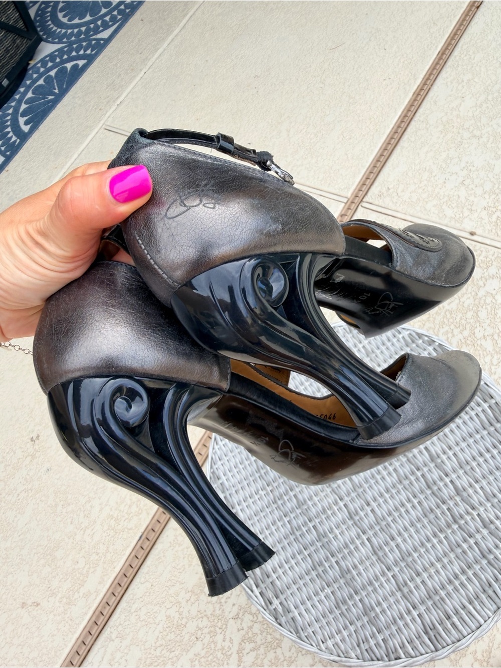 John Fluevog Andromeda Elegant Ankle Strap Heel in Silver - Picture 4 of 8